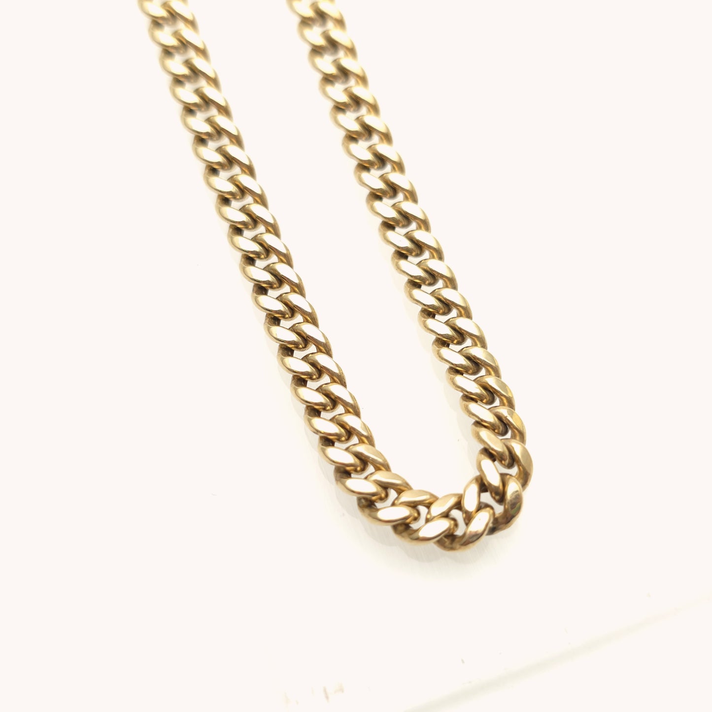 9ct Yellow Gold Hollow Link Chunk Curb Chain Necklace 19 inch / 48cm