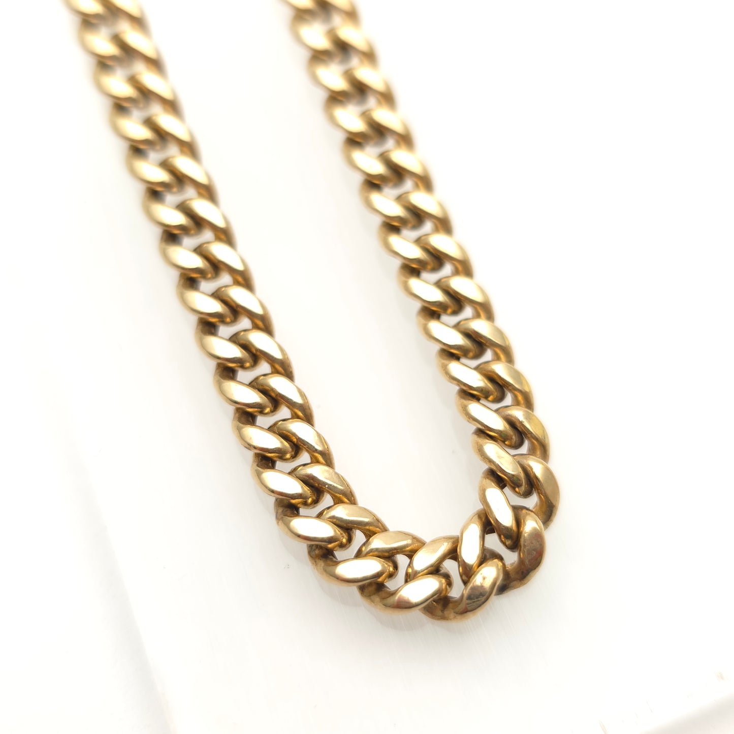 9ct Yellow Gold Hollow Link Chunk Curb Chain Necklace 19 inch / 48cm
