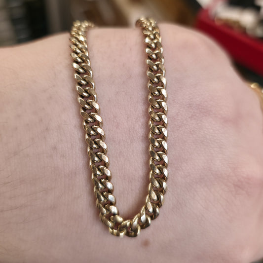 9ct Yellow Gold Hollow Link Chunk Curb Chain Necklace 19 inch / 48cm