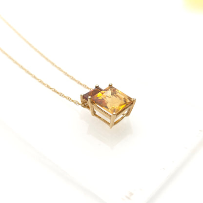 9ct Yellow Gold Two-Tone Yellow And Brown Citrine Pendant And Chain Necklace