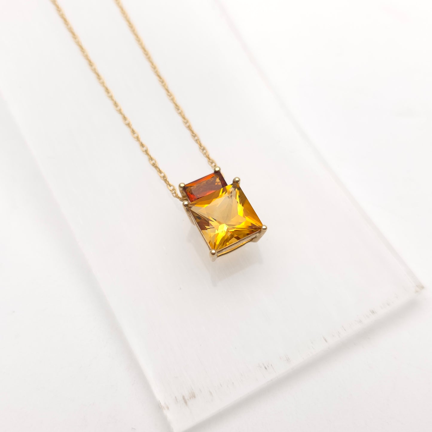 9ct Yellow Gold Two-Tone Yellow And Brown Citrine Pendant And Chain Necklace