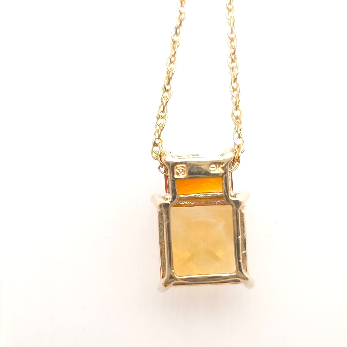 9ct Yellow Gold Two-Tone Yellow And Brown Citrine Pendant And Chain Necklace