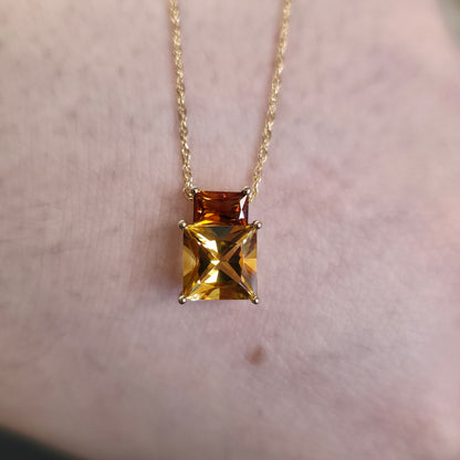 9ct Yellow Gold Two-Tone Yellow And Brown Citrine Pendant And Chain Necklace