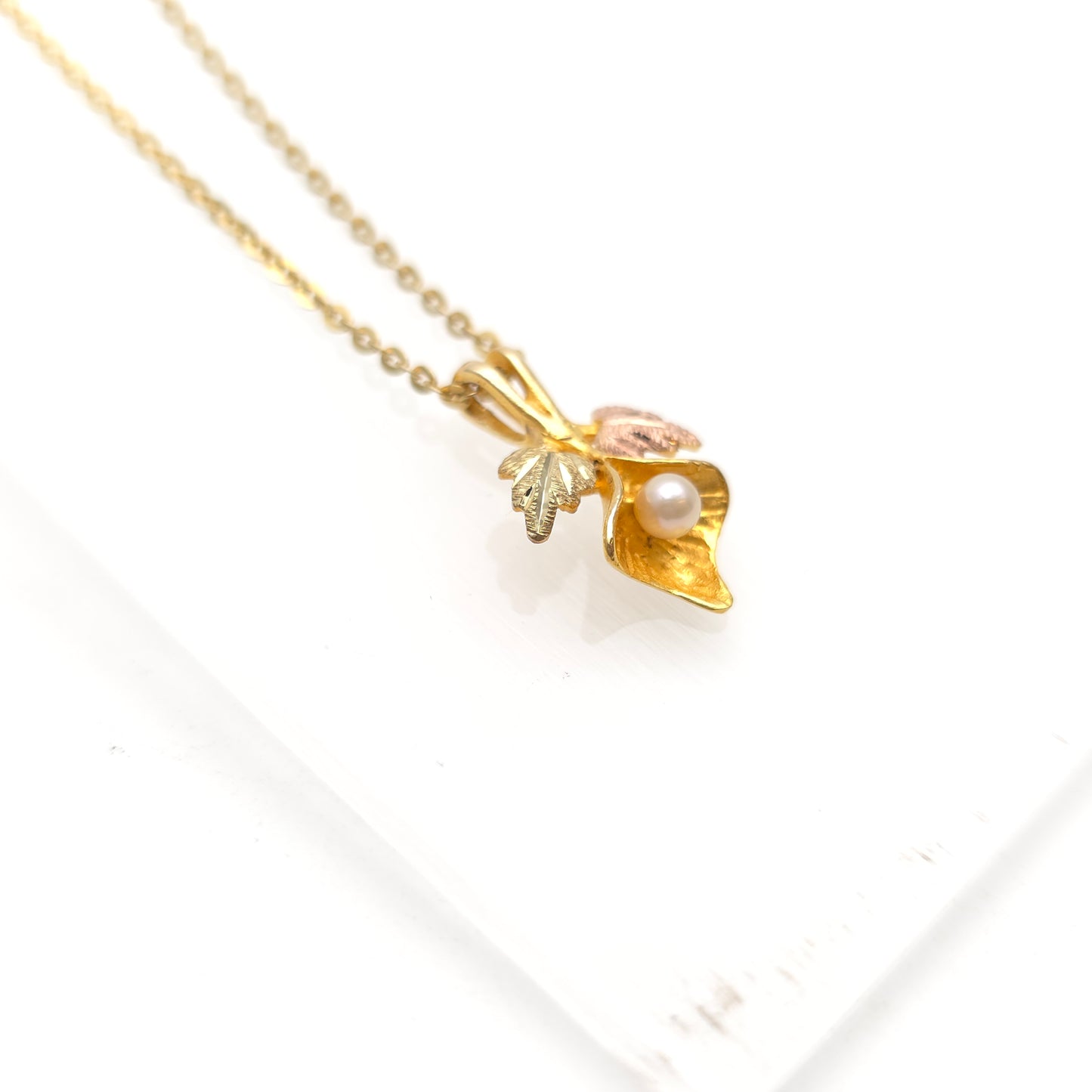 9ct Multi-Tone Gold Landstrom's Black Hills Gold And Pearl Pendant Necklace