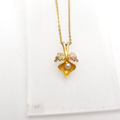 9ct Multi-Tone Gold Landstrom's Black Hills Gold And Pearl Pendant Necklace