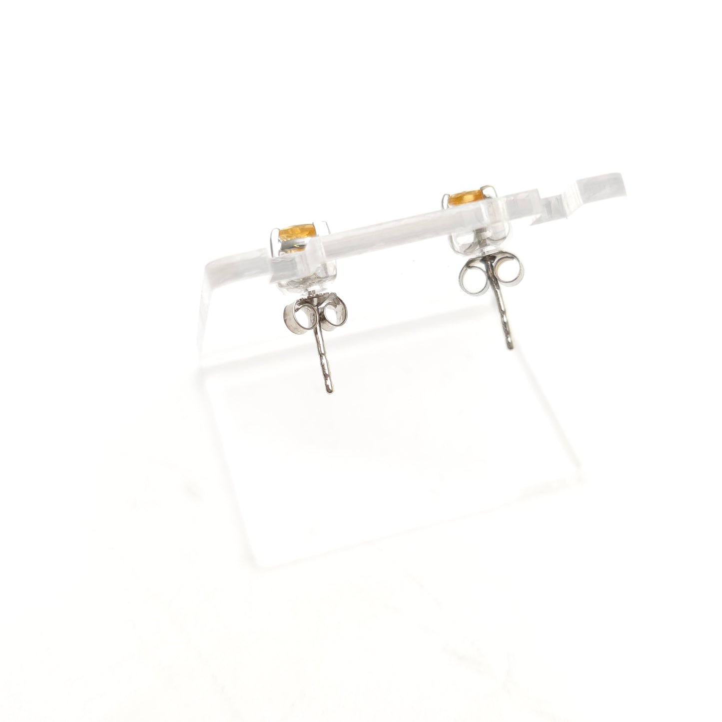 9ct White Gold Small Pear Cut Yellow Citrine Stud Earrings