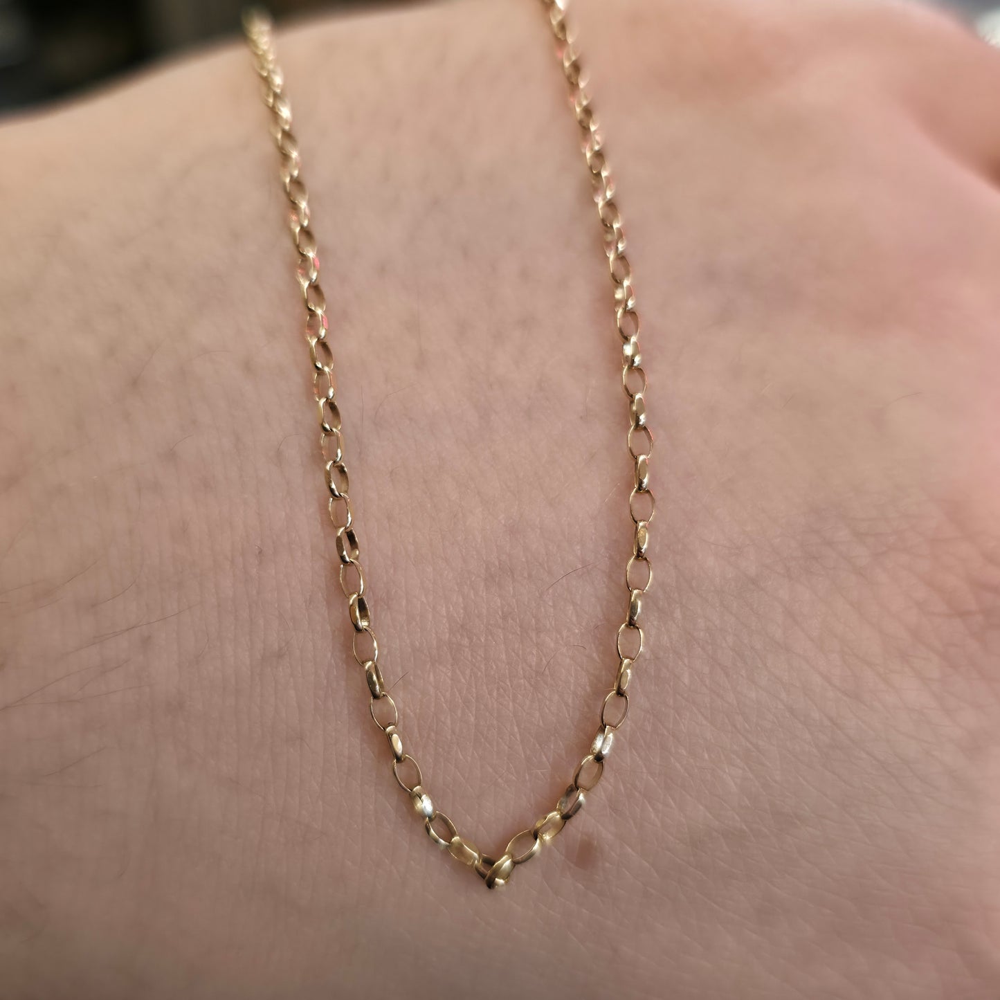 9ct Yellow Gold Oval Link Trace Chain 17 Inches