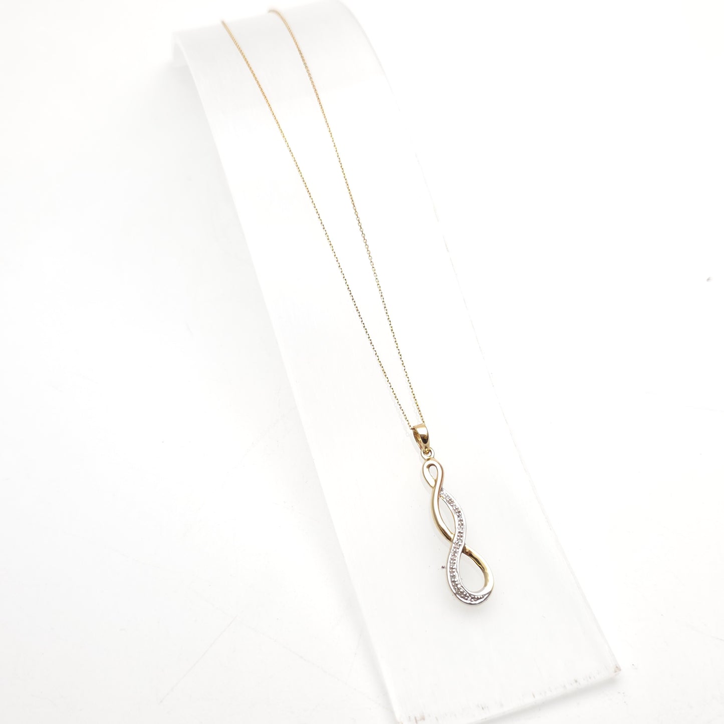 9ct Yellow And White Gold Diamond Set Triple Loop Pendant And Chain Necklace