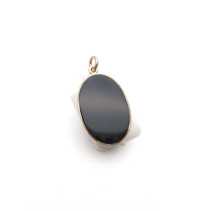 9ct Yellow Gold Vintage Double Sided Oval Onyx Panel Pendant