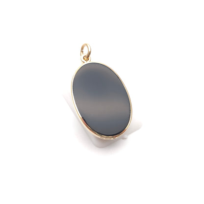 9ct Yellow Gold Vintage Double Sided Oval Onyx Panel Pendant