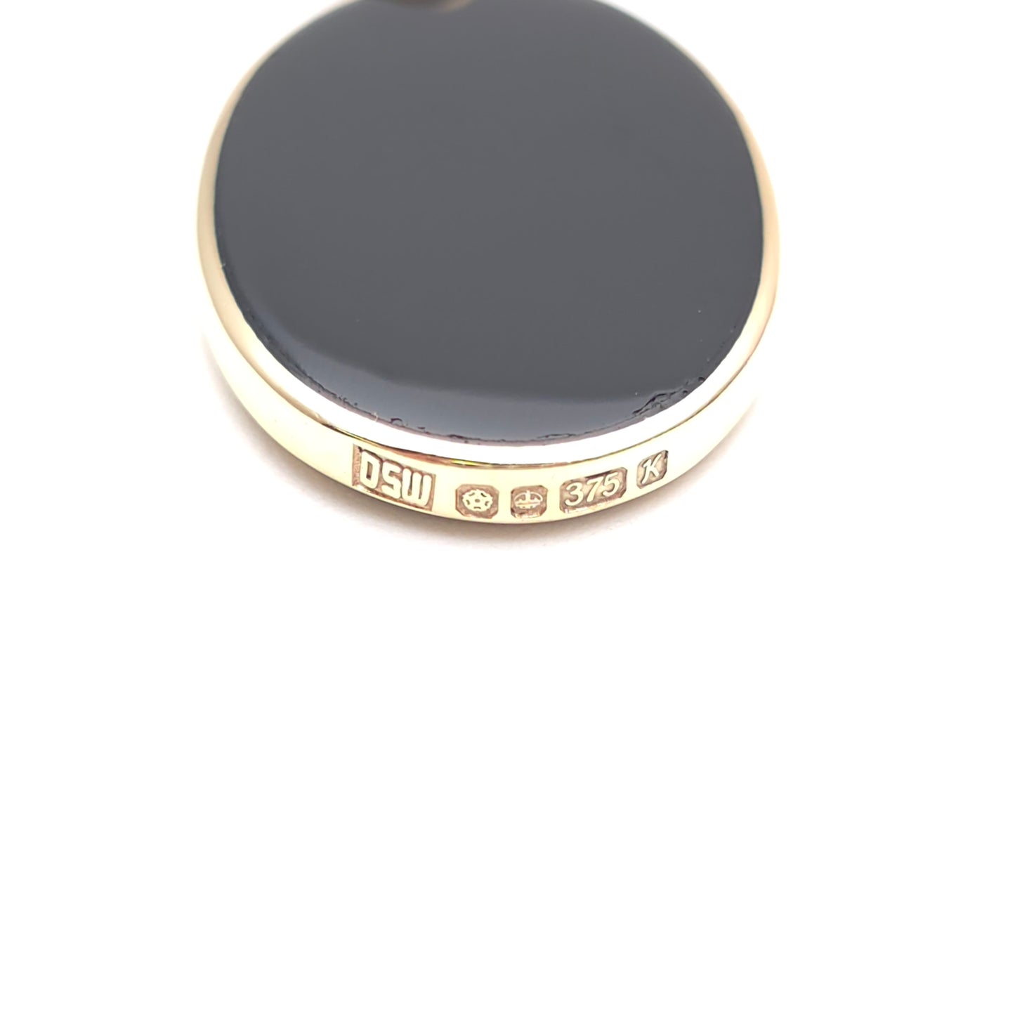 9ct Yellow Gold Vintage Double Sided Oval Onyx Panel Pendant