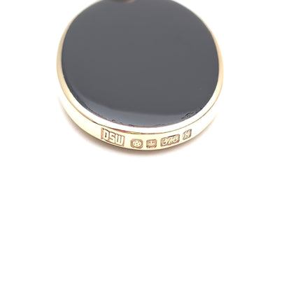 9ct Yellow Gold Vintage Double Sided Oval Onyx Panel Pendant