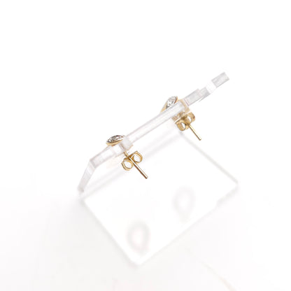 9ct Yellow And White Gold Double Loop Diamond Set Stud Earrings