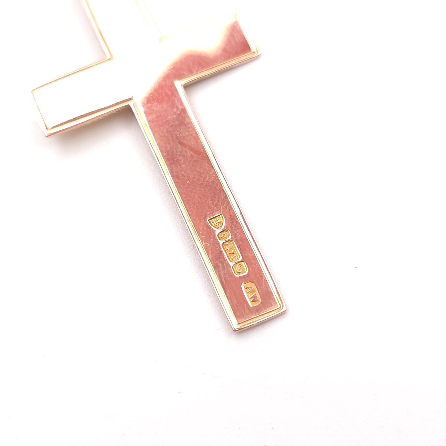 9ct Rose Gold Antique Foliate Engraved Patterned Cross Pendant Piece