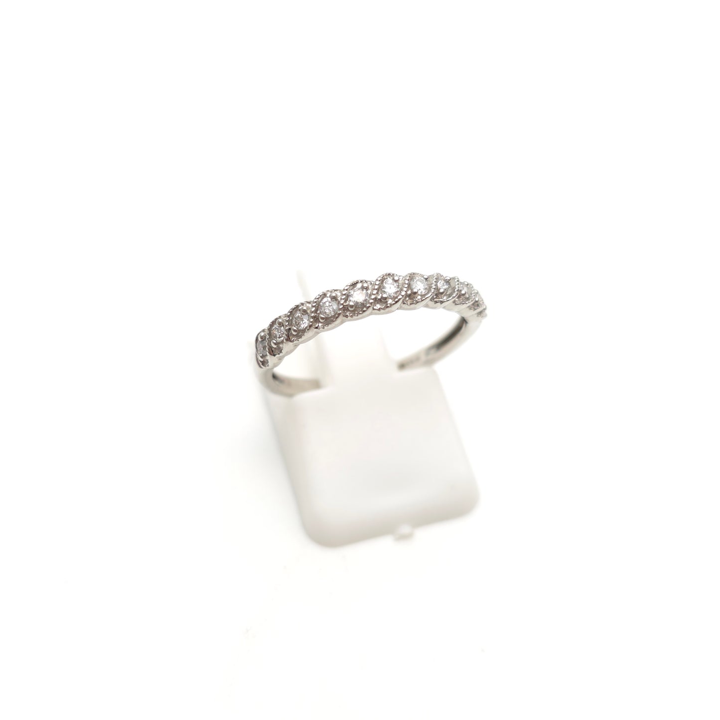 9ct White Gold Multi-Stone Diamond Set Half Eternity Style Row Ring