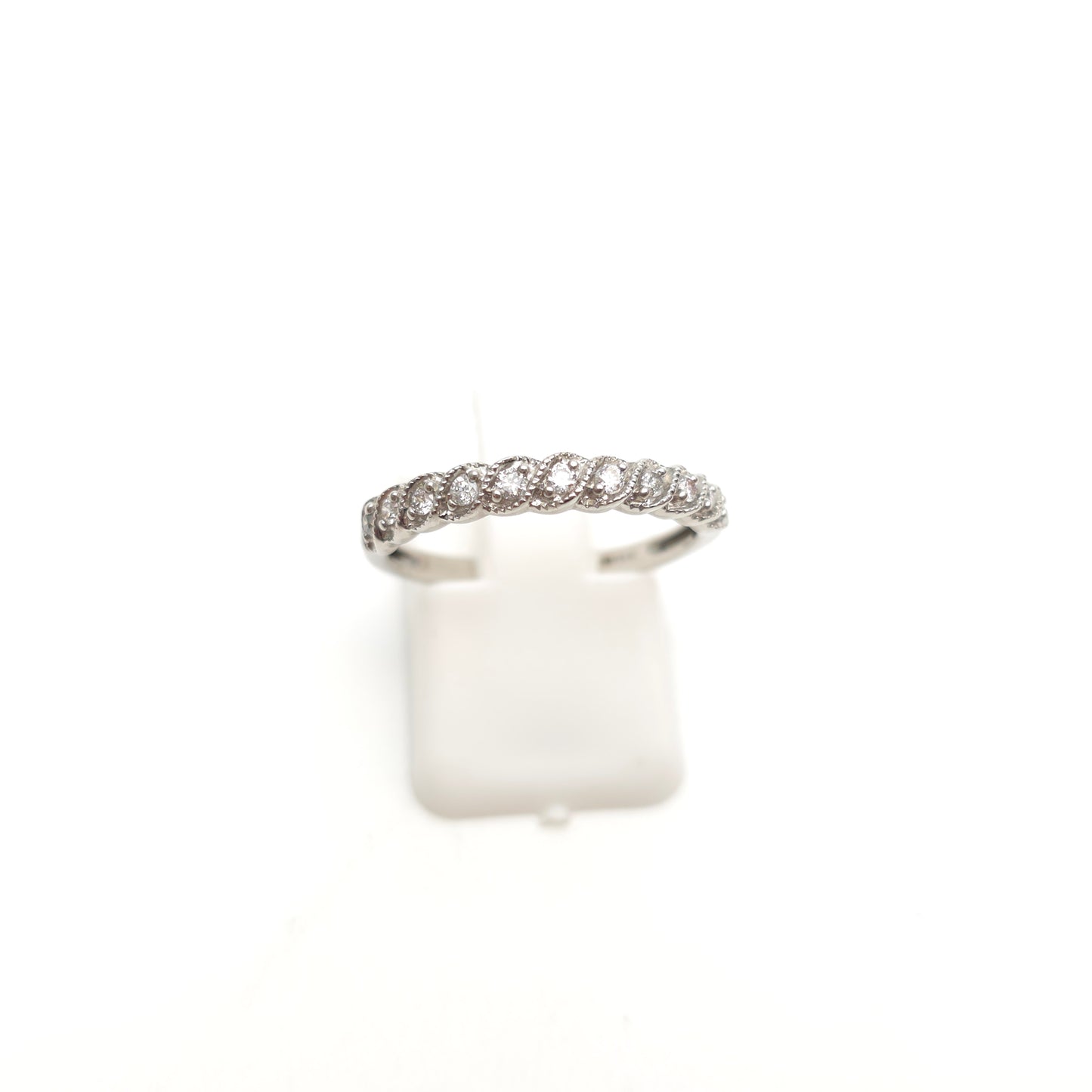 9ct White Gold Multi-Stone Diamond Set Half Eternity Style Row Ring