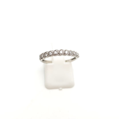 9ct White Gold Multi-Stone Diamond Set Half Eternity Style Row Ring