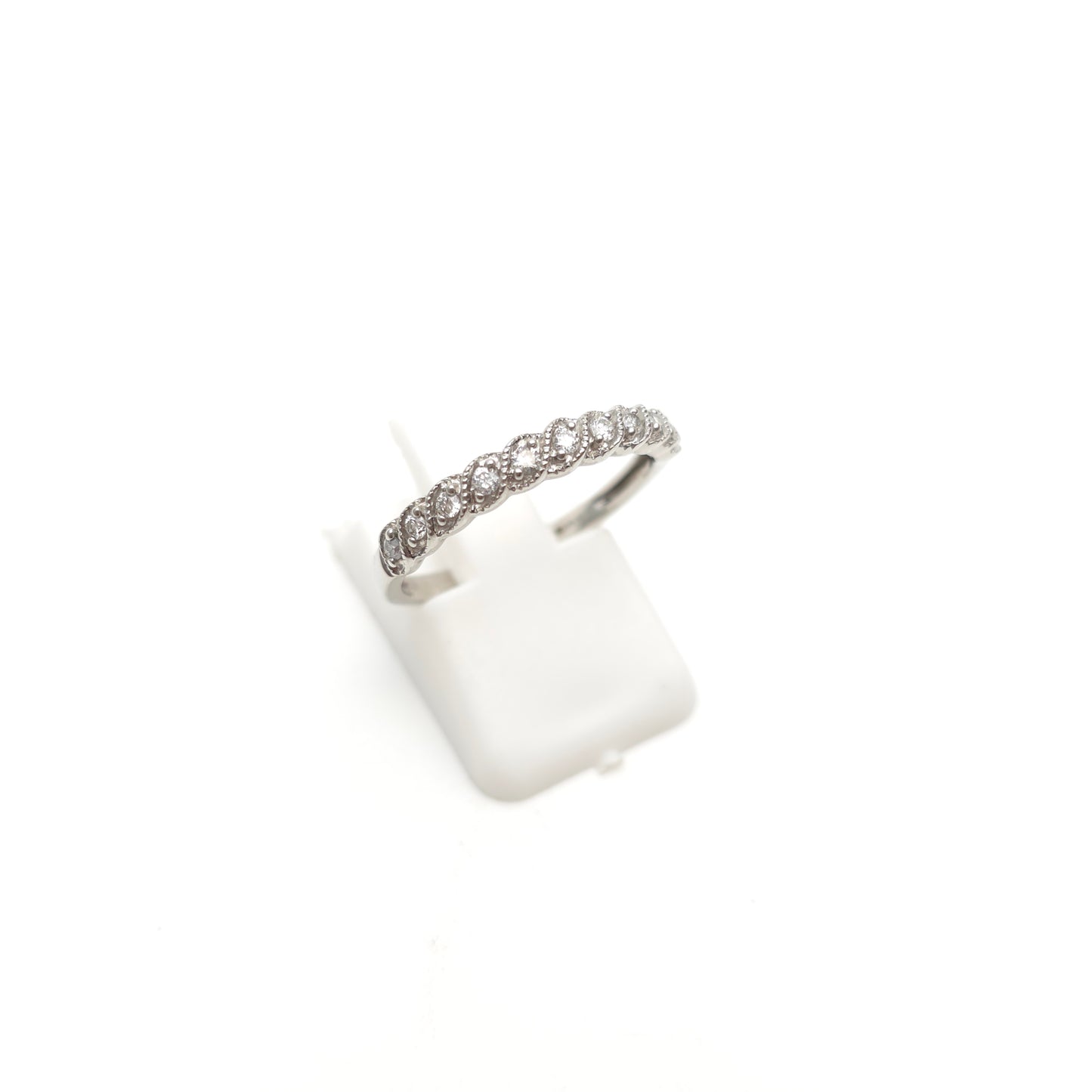 9ct White Gold Multi-Stone Diamond Set Half Eternity Style Row Ring