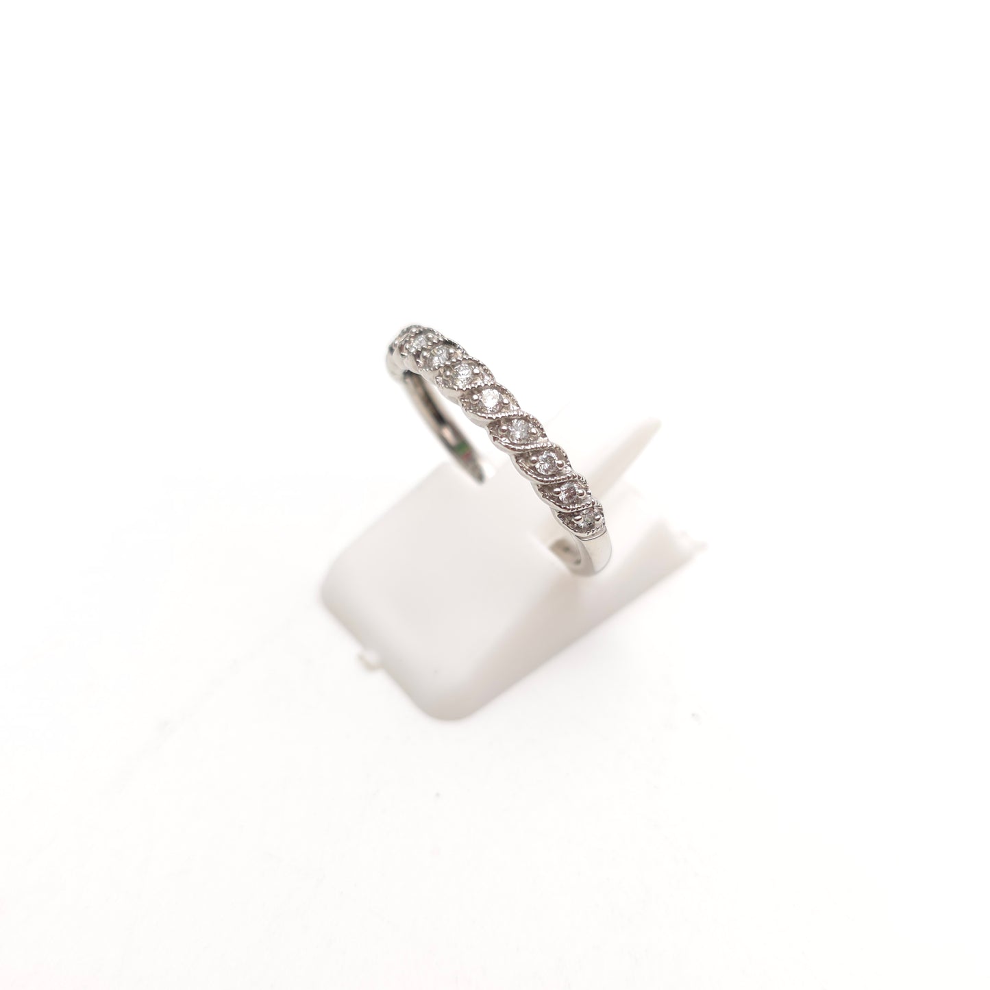 9ct White Gold Multi-Stone Diamond Set Half Eternity Style Row Ring