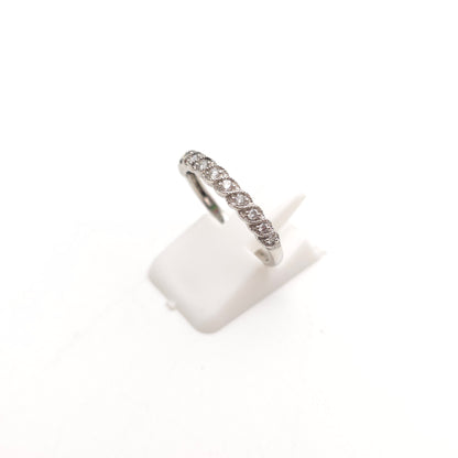 9ct White Gold Multi-Stone Diamond Set Half Eternity Style Row Ring