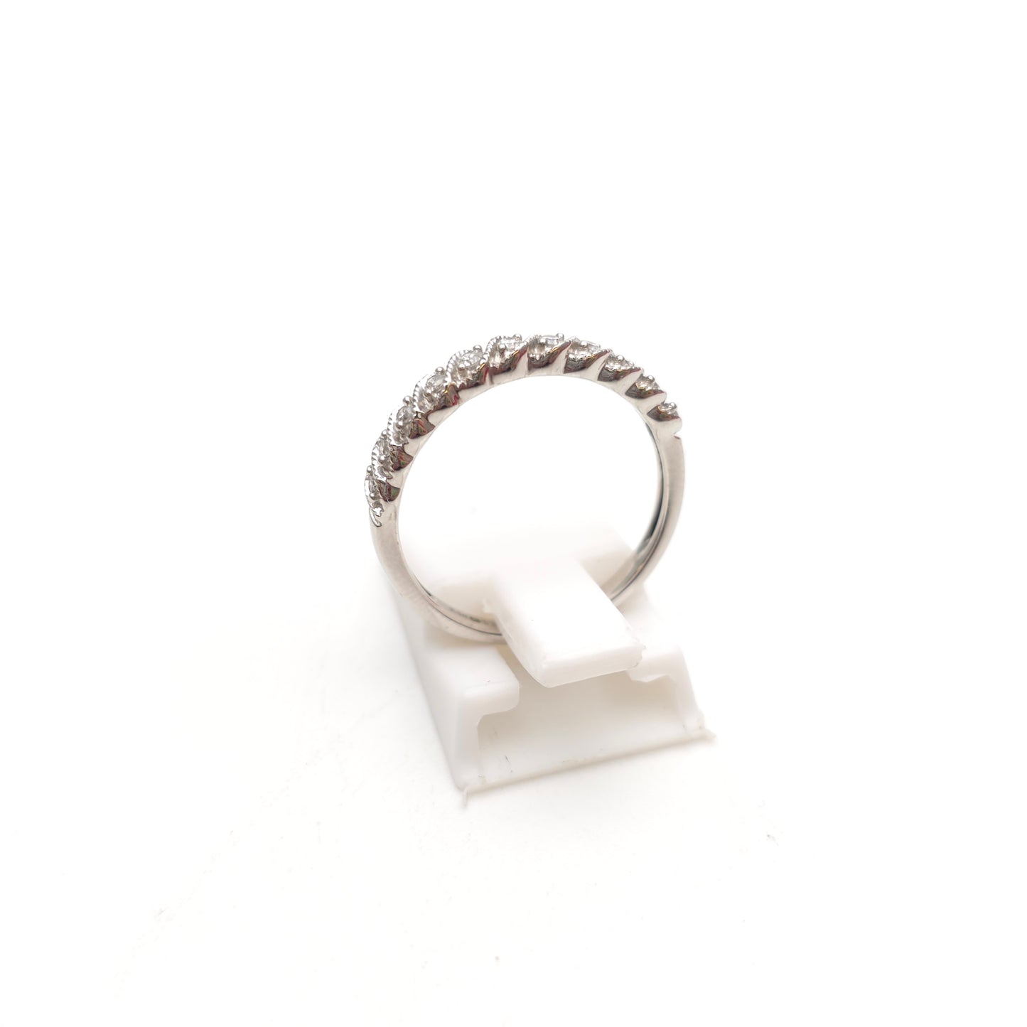 9ct White Gold Multi-Stone Diamond Set Half Eternity Style Row Ring