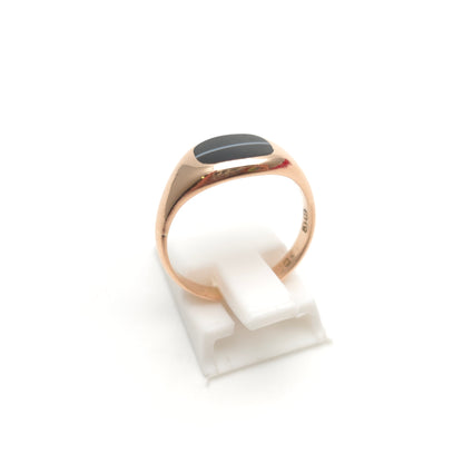 9ct Rose Gold Antique Banded Agate Cushion Shaped Small Signet Ring