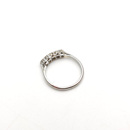 18ct White Gold And Platinum Antique 5 Stone Graduated Diamond Row Ring