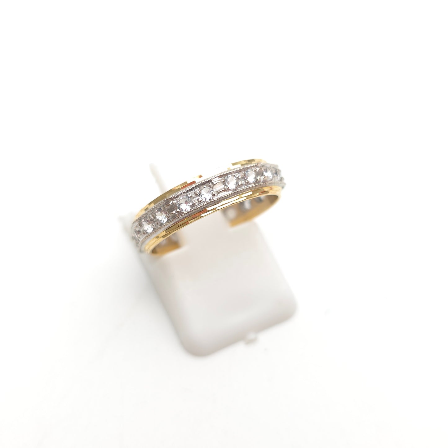 18ct Two-Tone Yellow And White Gold White Stone Full Eternity Band Ring