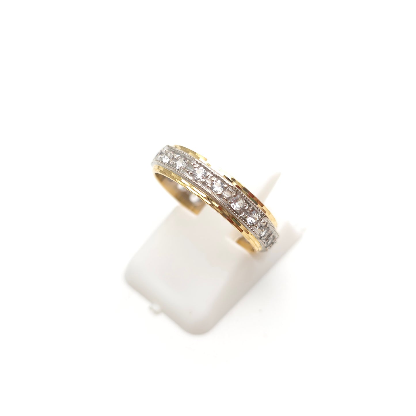18ct Two-Tone Yellow And White Gold White Stone Full Eternity Band Ring