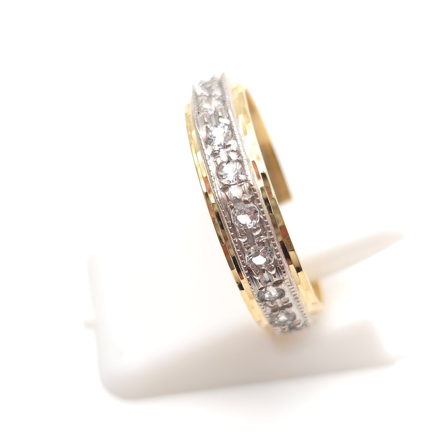 18ct Two-Tone Yellow And White Gold White Stone Full Eternity Band Ring