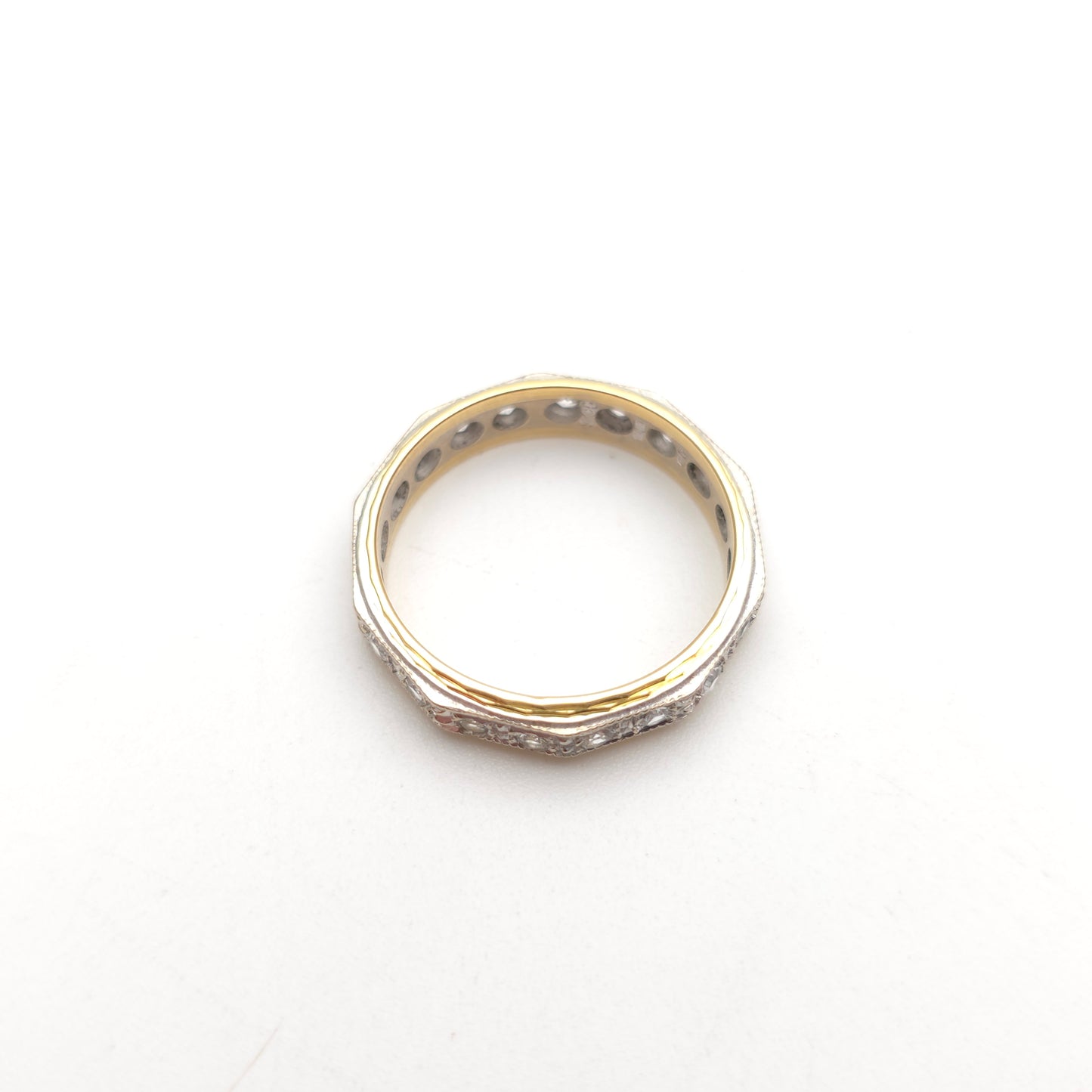 18ct Two-Tone Yellow And White Gold White Stone Full Eternity Band Ring