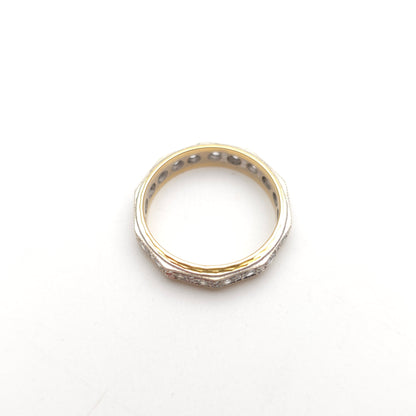 18ct Two-Tone Yellow And White Gold White Stone Full Eternity Band Ring
