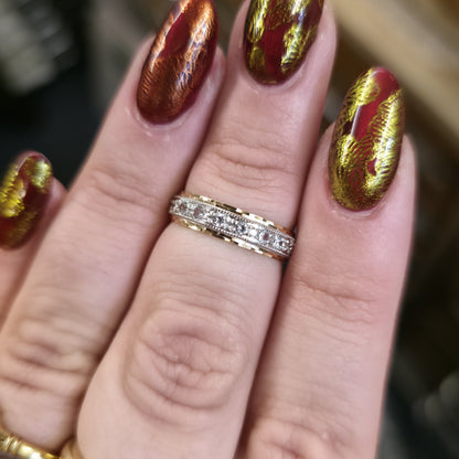 18ct Two-Tone Yellow And White Gold White Stone Full Eternity Band Ring