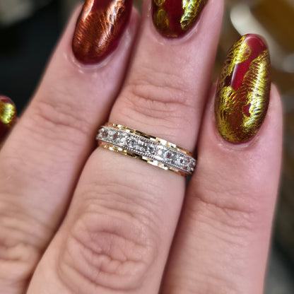 18ct Two-Tone Yellow And White Gold White Stone Full Eternity Band Ring