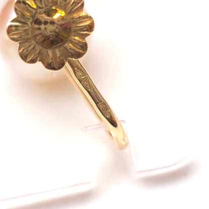 18ct Yellow Gold Vintage White Pearl Screw back French Earrings