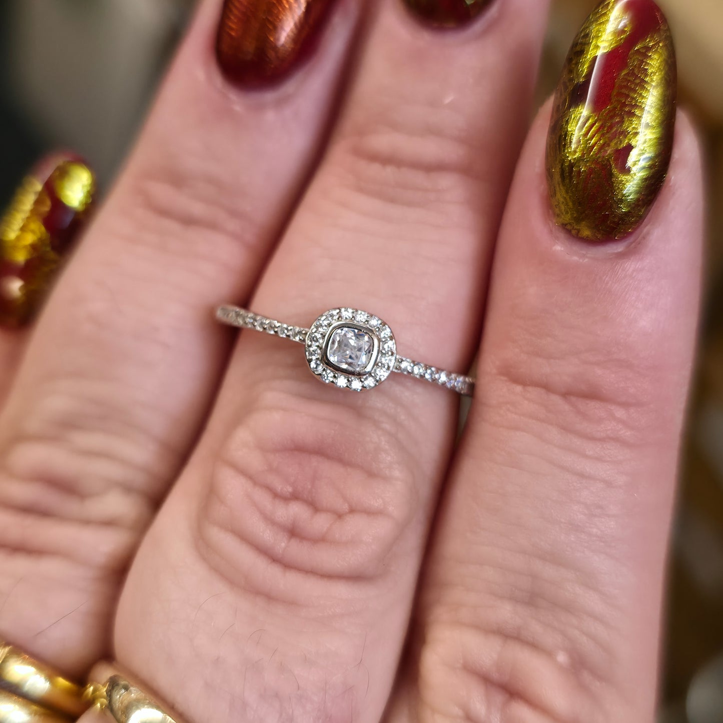 Sterling Silver Lightweight Small Cubic Zirconia CZ Cluster Ring