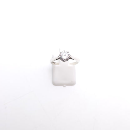 Sterling Silver Vintage Simple Cubic Zirconia CZ Solitaire Ring