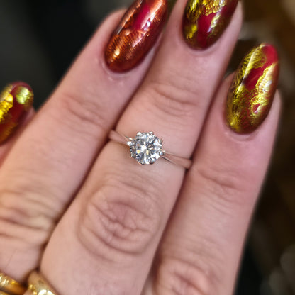 Sterling Silver Vintage Simple Cubic Zirconia CZ Solitaire Ring
