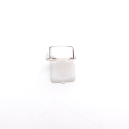 Sterling Silver White Mother Of Pearl Rectangular Panel Ring