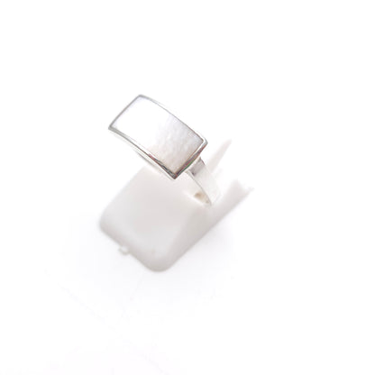 Sterling Silver White Mother Of Pearl Rectangular Panel Ring