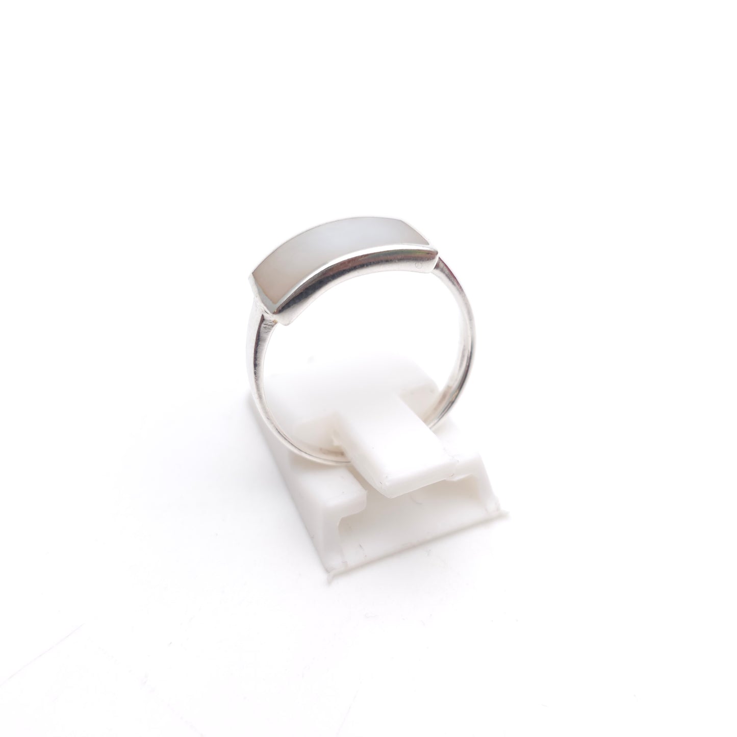 Sterling Silver White Mother Of Pearl Rectangular Panel Ring