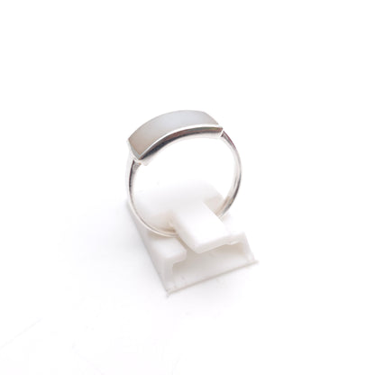 Sterling Silver White Mother Of Pearl Rectangular Panel Ring