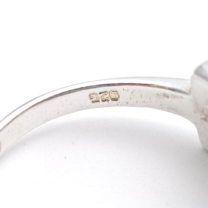Sterling Silver White Mother Of Pearl Rectangular Panel Ring