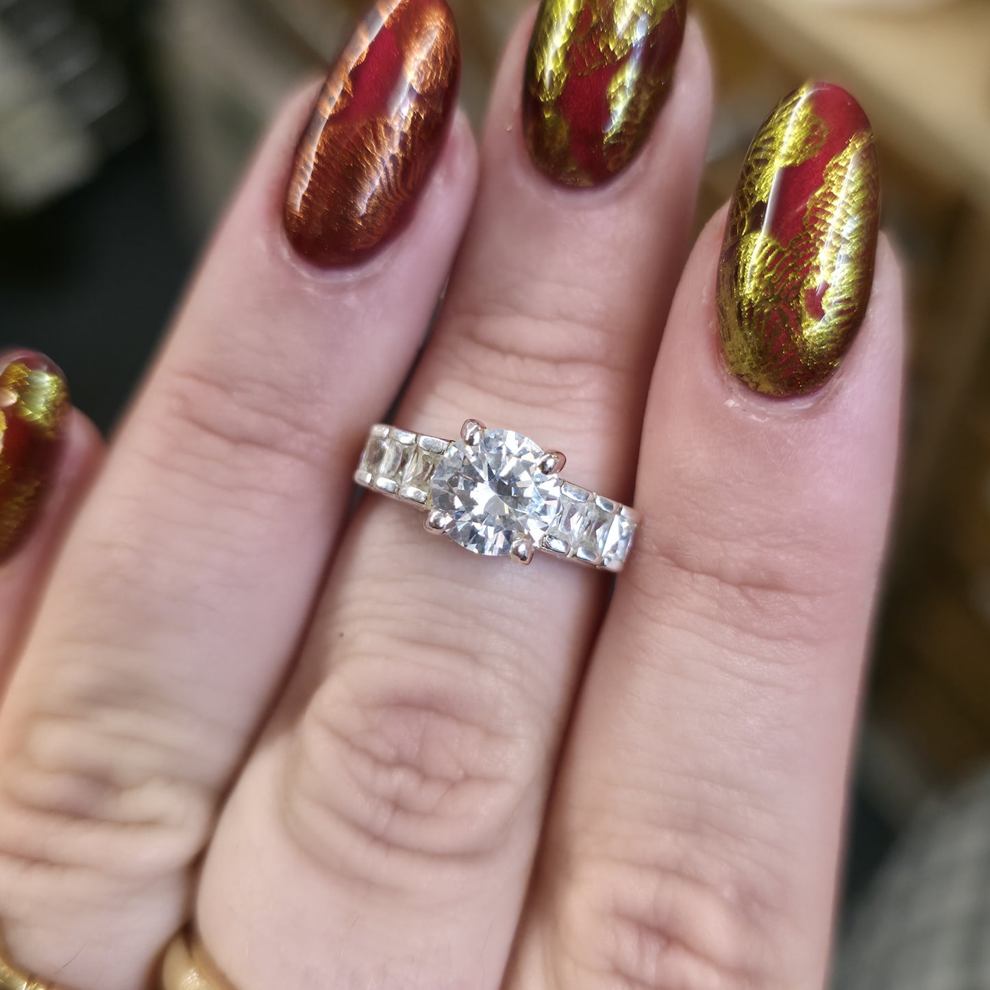 Sterling Silver Multi-Stone Cubic Zirconia CZ Statement Cocktail Ring