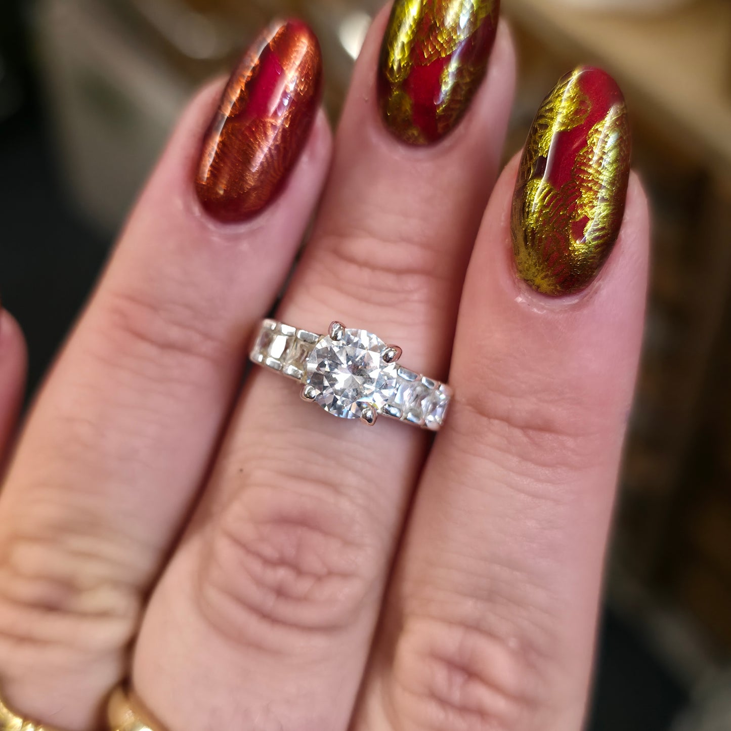 Sterling Silver Multi-Stone Cubic Zirconia CZ Statement Cocktail Ring