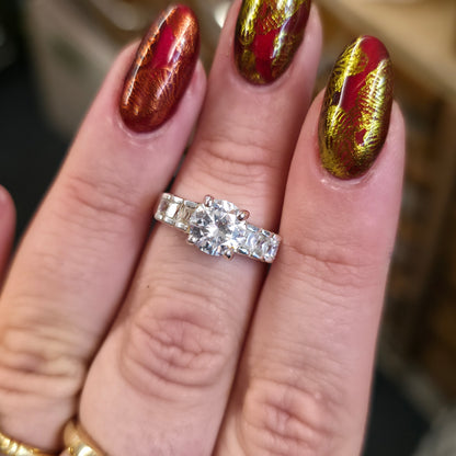 Sterling Silver Multi-Stone Cubic Zirconia CZ Statement Cocktail Ring