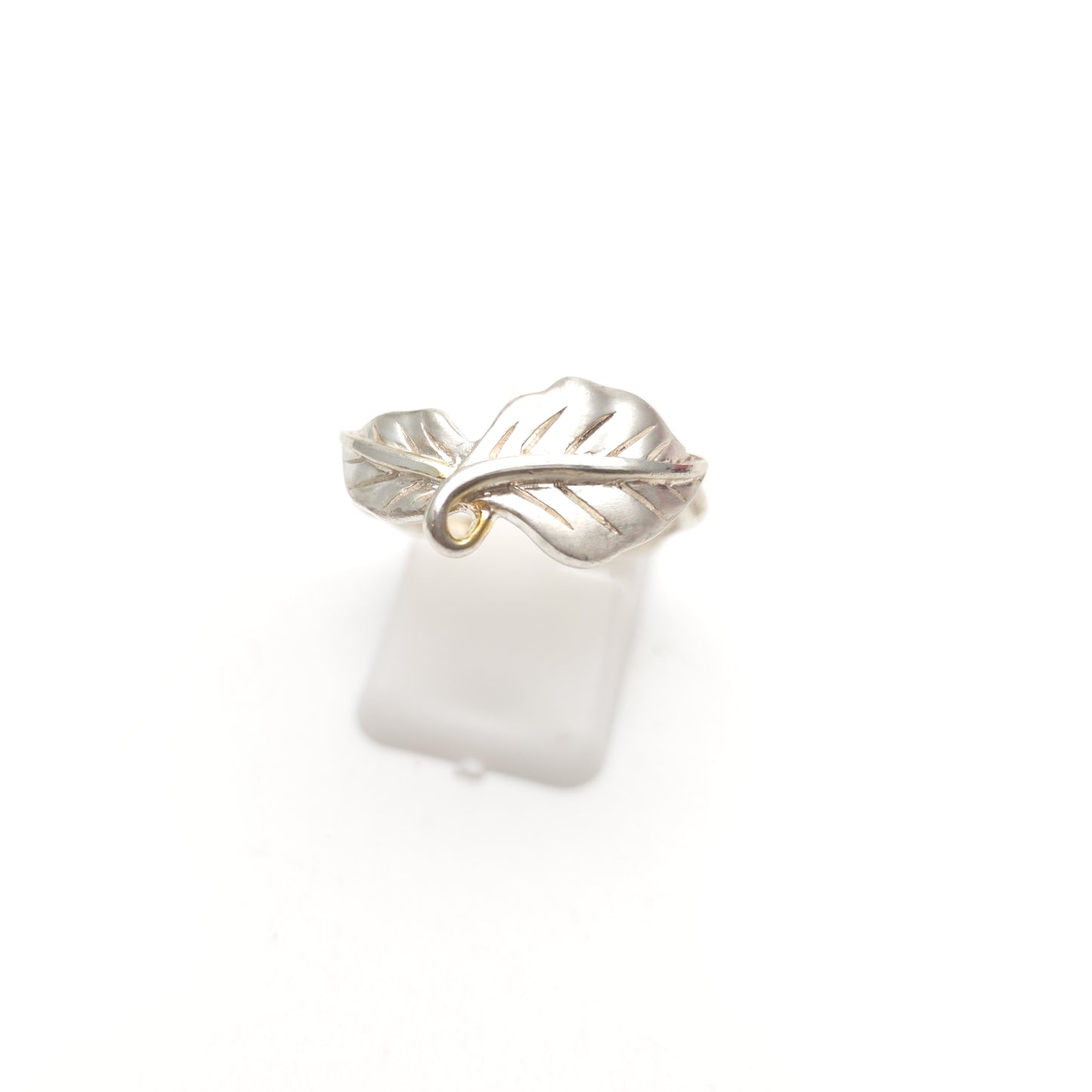 Sterling Silver Brushed Effect Two Leaf Naturalistic Band Ring