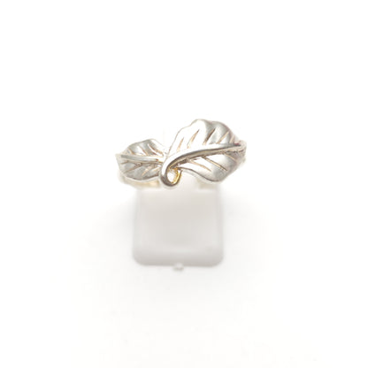 Sterling Silver Brushed Effect Two Leaf Naturalistic Band Ring