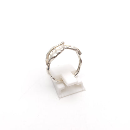 Sterling Silver Brushed Effect Two Leaf Naturalistic Band Ring