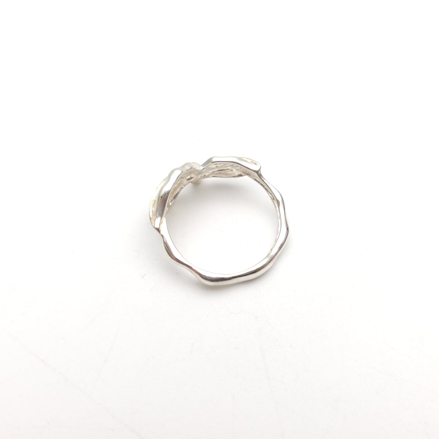 Sterling Silver Brushed Effect Two Leaf Naturalistic Band Ring